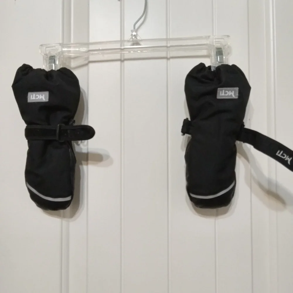 MCTI Kids Winter Mittens Black Fleece Lined‎ Waterproof Insulated KDS-19 XXXS